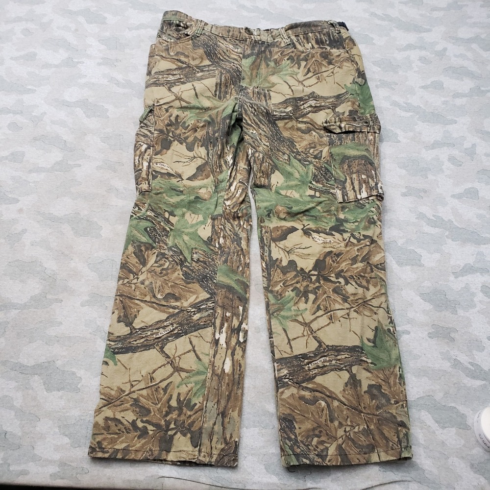 Vintage Deerskin Cargo Pants Mens Large Green Y2k Realtree Hunting Outdoors Camo